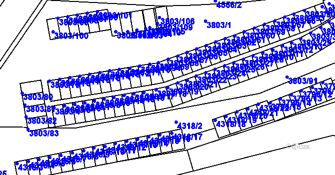 Parcela st. 3803/19 v KÚ Teplice, Katastrální mapa