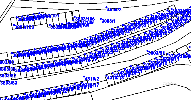Parcela st. 3803/22 v KÚ Teplice, Katastrální mapa