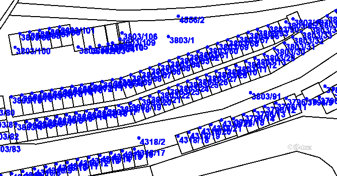 Parcela st. 3803/23 v KÚ Teplice, Katastrální mapa