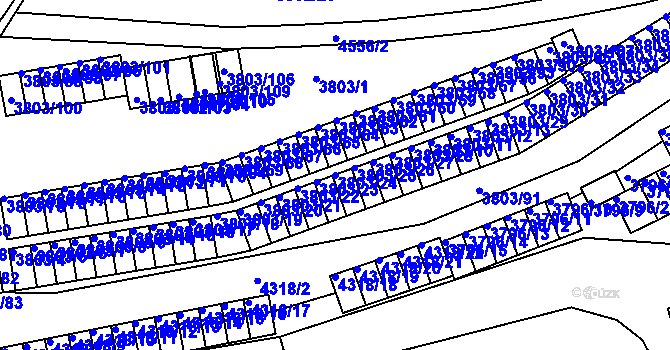 Parcela st. 3803/24 v KÚ Teplice, Katastrální mapa