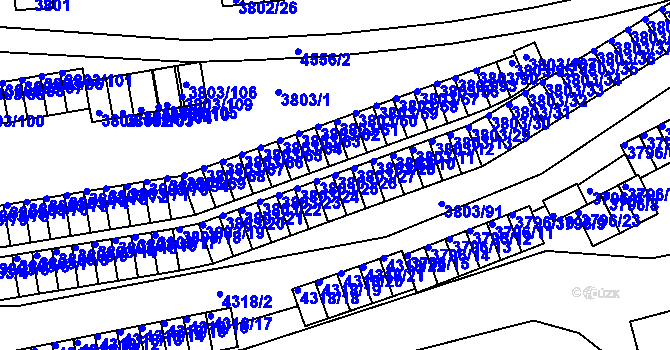 Parcela st. 3803/26 v KÚ Teplice, Katastrální mapa