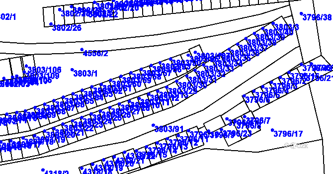 Parcela st. 3803/29 v KÚ Teplice, Katastrální mapa