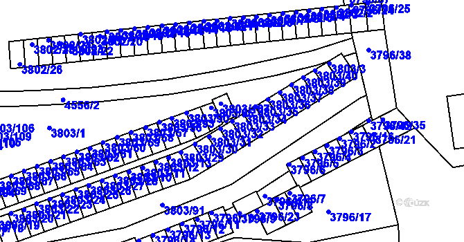 Parcela st. 3803/33 v KÚ Teplice, Katastrální mapa
