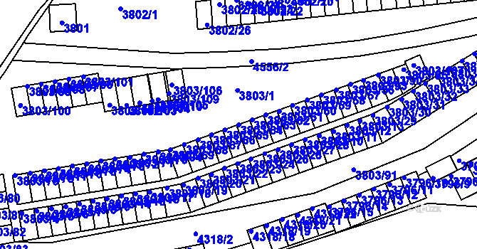 Parcela st. 3803/64 v KÚ Teplice, Katastrální mapa