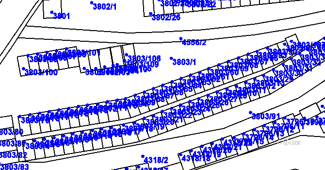 Parcela st. 3803/65 v KÚ Teplice, Katastrální mapa