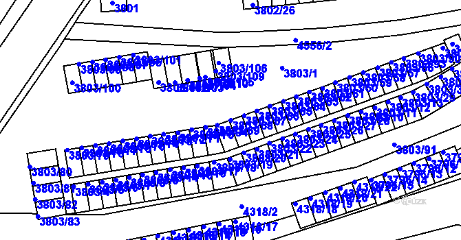 Parcela st. 3803/68 v KÚ Teplice, Katastrální mapa
