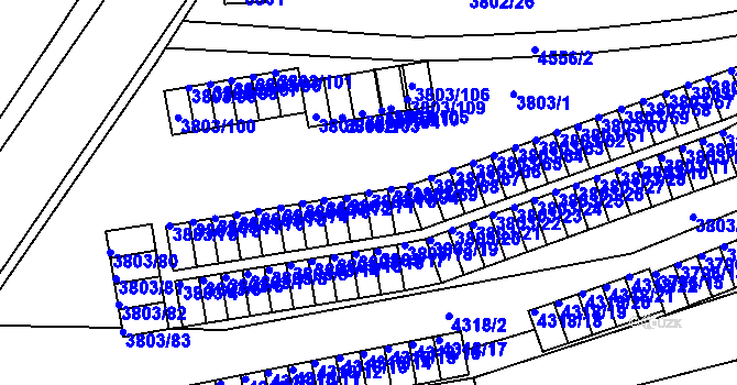 Parcela st. 3803/70 v KÚ Teplice, Katastrální mapa