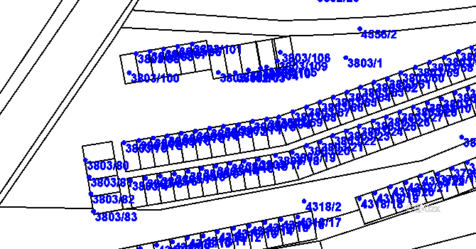 Parcela st. 3803/71 v KÚ Teplice, Katastrální mapa