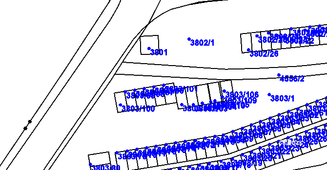 Parcela st. 3803/101 v KÚ Teplice, Katastrální mapa