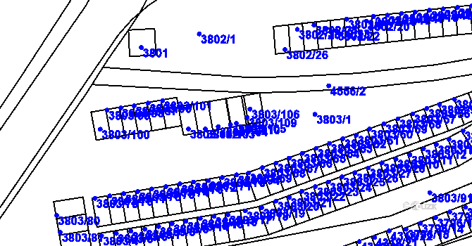Parcela st. 3803/105 v KÚ Teplice, Katastrální mapa