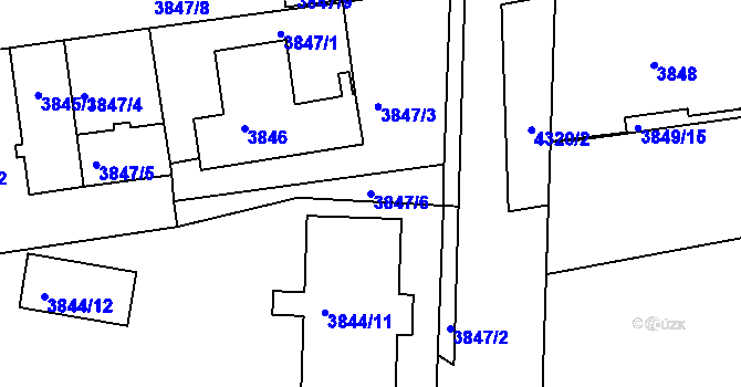 Parcela st. 3847/6 v KÚ Teplice, Katastrální mapa