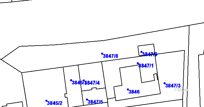 Parcela st. 3847/8 v KÚ Teplice, Katastrální mapa