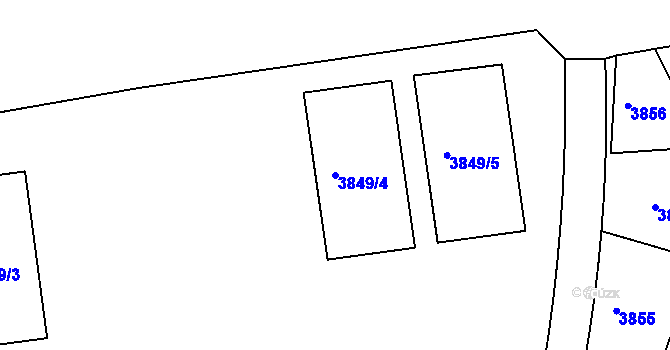 Parcela st. 3849/4 v KÚ Teplice, Katastrální mapa