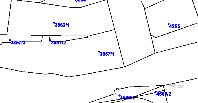 Parcela st. 3857/1 v KÚ Teplice, Katastrální mapa