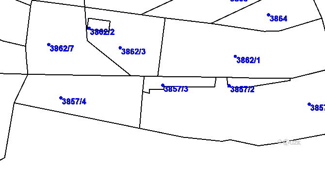 Parcela st. 3857/3 v KÚ Teplice, Katastrální mapa