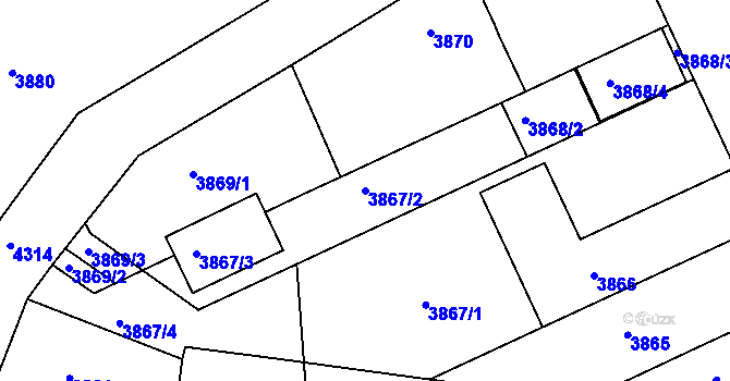 Parcela st. 3867/2 v KÚ Teplice, Katastrální mapa