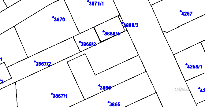 Parcela st. 3868/1 v KÚ Teplice, Katastrální mapa