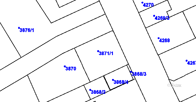 Parcela st. 3871/1 v KÚ Teplice, Katastrální mapa