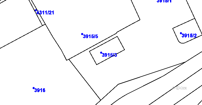 Parcela st. 3915/3 v KÚ Teplice, Katastrální mapa