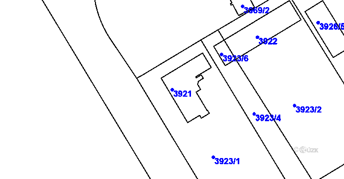 Parcela st. 3921 v KÚ Teplice, Katastrální mapa