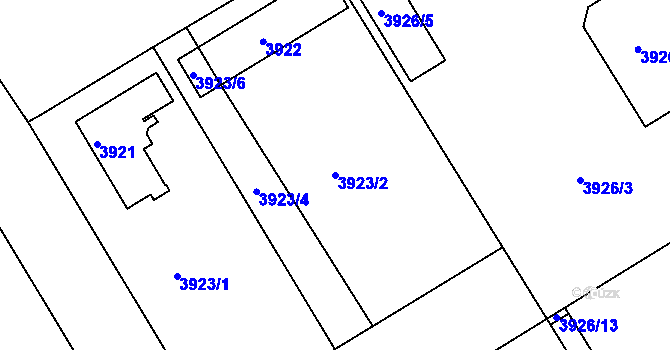 Parcela st. 3923/2 v KÚ Teplice, Katastrální mapa