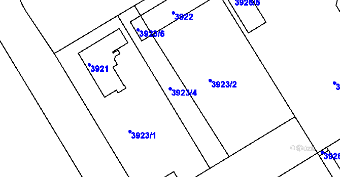 Parcela st. 3923/4 v KÚ Teplice, Katastrální mapa