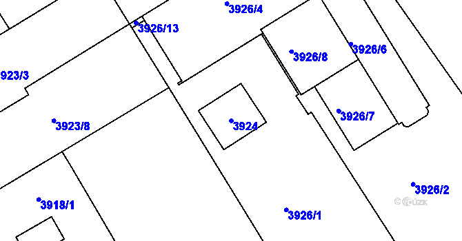 Parcela st. 3924 v KÚ Teplice, Katastrální mapa