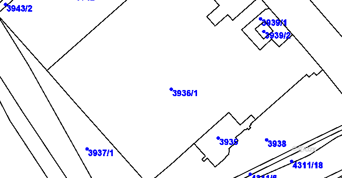 Parcela st. 3936/1 v KÚ Teplice, Katastrální mapa