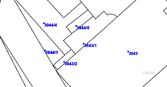 Parcela st. 3943/1 v KÚ Teplice, Katastrální mapa