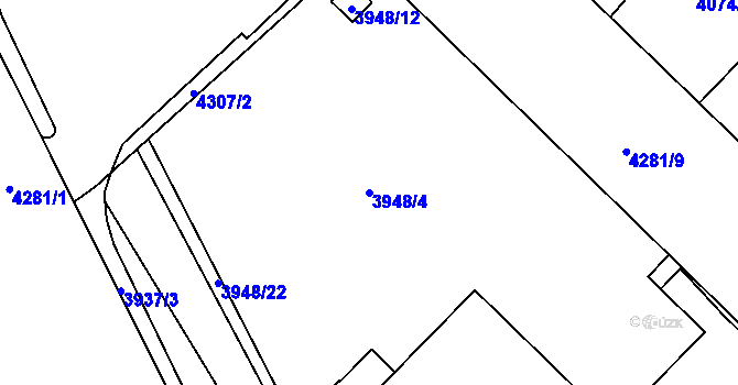 Parcela st. 3948/4 v KÚ Teplice, Katastrální mapa