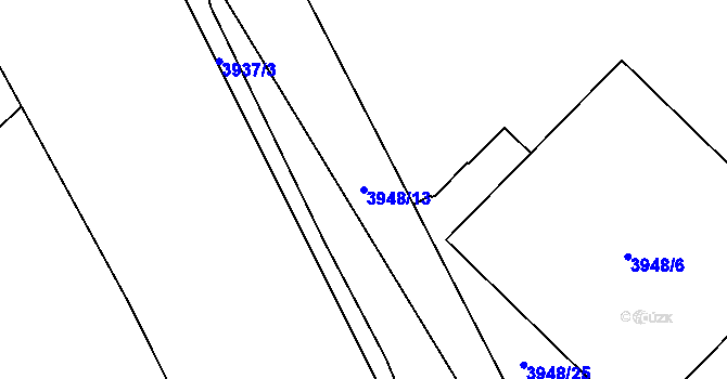 Parcela st. 3948/13 v KÚ Teplice, Katastrální mapa