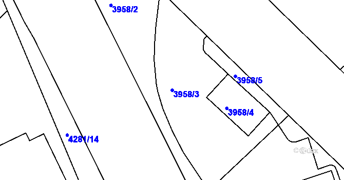 Parcela st. 3958/3 v KÚ Teplice, Katastrální mapa