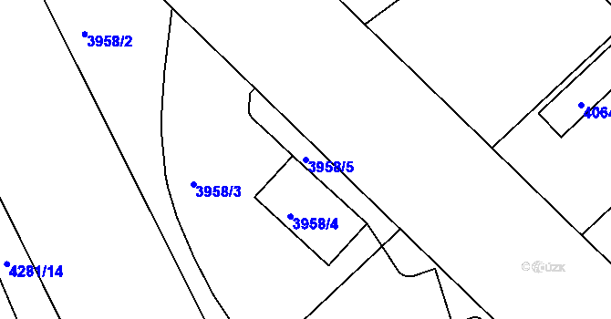 Parcela st. 3958/5 v KÚ Teplice, Katastrální mapa