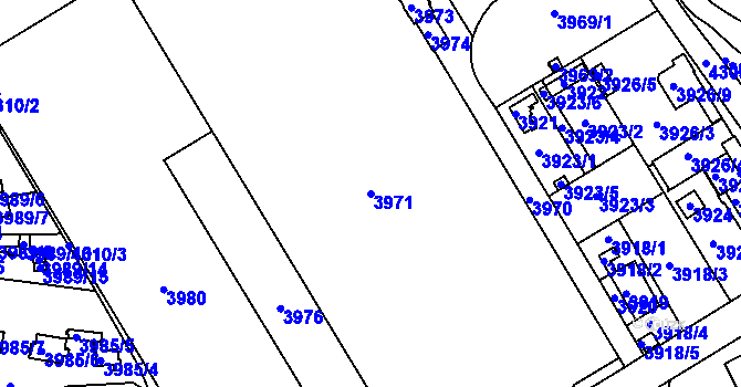 Parcela st. 3971 v KÚ Teplice, Katastrální mapa