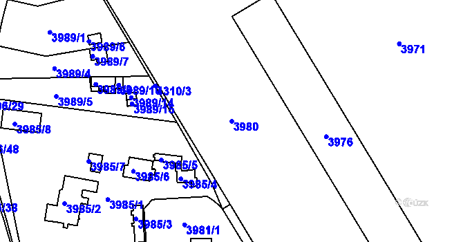 Parcela st. 3980 v KÚ Teplice, Katastrální mapa