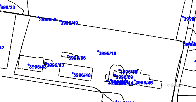 Parcela st. 3996/18 v KÚ Teplice, Katastrální mapa