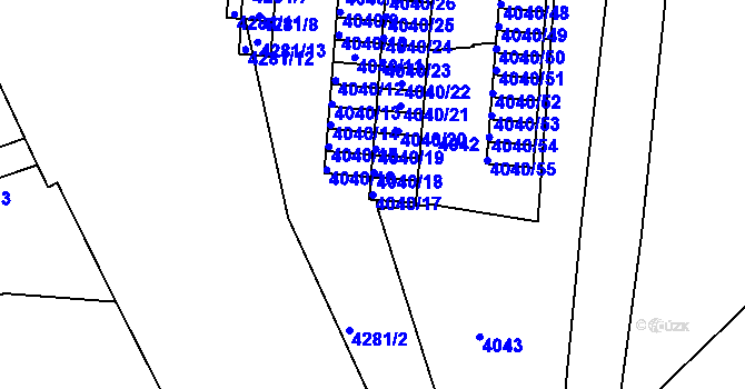 Parcela st. 4040/17 v KÚ Teplice, Katastrální mapa
