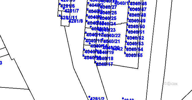Parcela st. 4040/19 v KÚ Teplice, Katastrální mapa