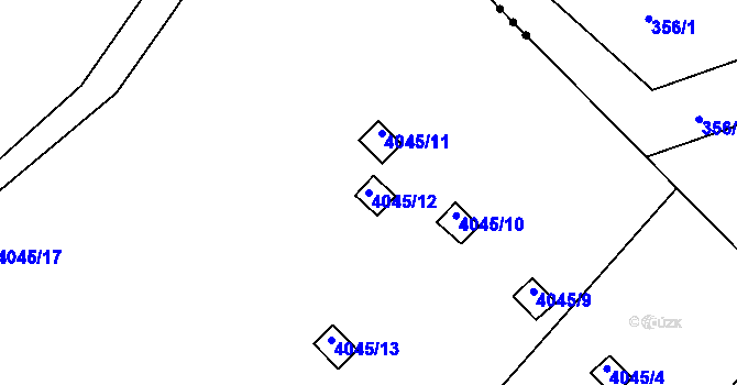 Parcela st. 4045/12 v KÚ Teplice, Katastrální mapa