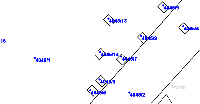 Parcela st. 4045/14 v KÚ Teplice, Katastrální mapa