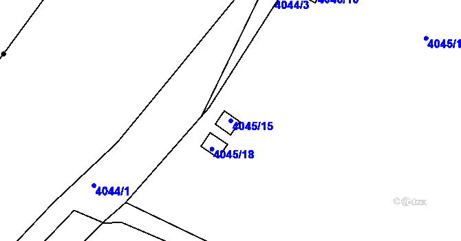 Parcela st. 4045/15 v KÚ Teplice, Katastrální mapa