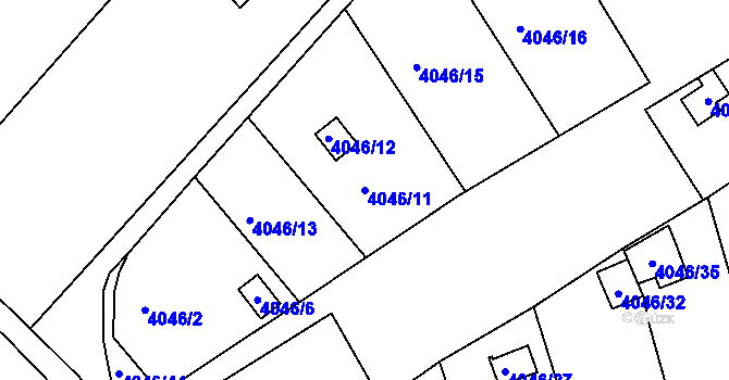 Parcela st. 4046/11 v KÚ Teplice, Katastrální mapa