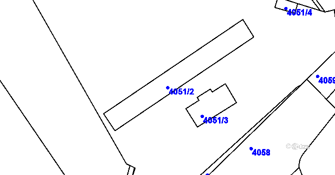 Parcela st. 4051/2 v KÚ Teplice, Katastrální mapa