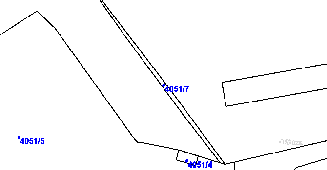 Parcela st. 4051/7 v KÚ Teplice, Katastrální mapa