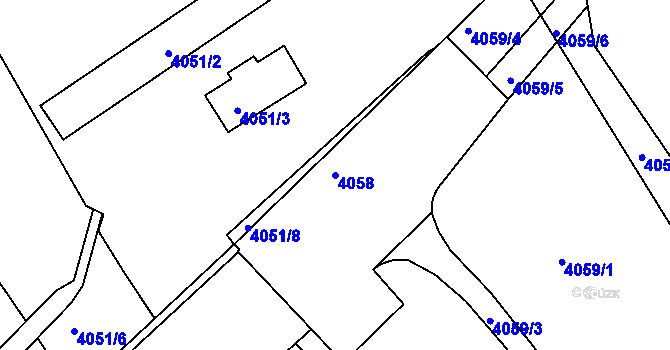 Parcela st. 4058 v KÚ Teplice, Katastrální mapa