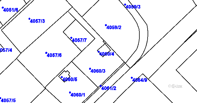 Parcela st. 4060/4 v KÚ Teplice, Katastrální mapa