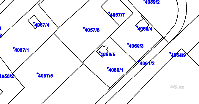 Parcela st. 4060/5 v KÚ Teplice, Katastrální mapa