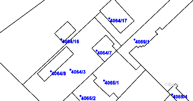 Parcela st. 4064/7 v KÚ Teplice, Katastrální mapa