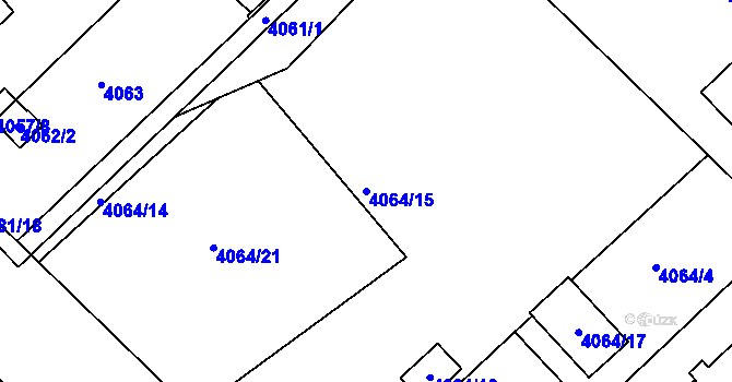 Parcela st. 4064/15 v KÚ Teplice, Katastrální mapa