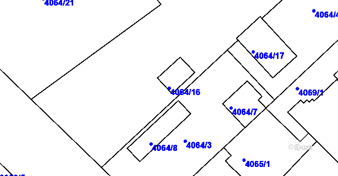 Parcela st. 4064/16 v KÚ Teplice, Katastrální mapa